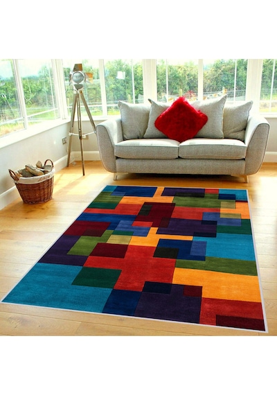 Rovigo Home Dijital Baskı Yıkanabilir Kaymaz Taban Salon Halısı RVG0381 Çok Renkli
