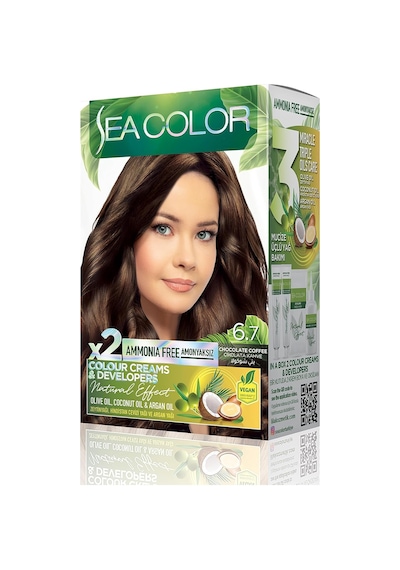 Amonyaksız, Vegan, Doğal, Besleyici Kalıcı Saç Boyası%100 Beyaz Kapama 1 Paket 2 X 50 Ml Boya & Oksidan Çikolata Kahve 6.7