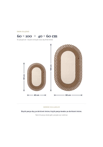 Banyo Paspası Takımı 60x100+40x60 Cm Dış Trikot Bej & Camel