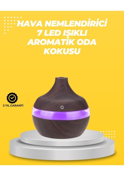 7 Renk Led Işıklı Ultrasonik Aroma Difüzör 300 Ml Renkli