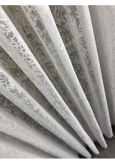 Tül Perde Zigzag Desen Kdk Örme Kumaş 1. Kalite Krem
