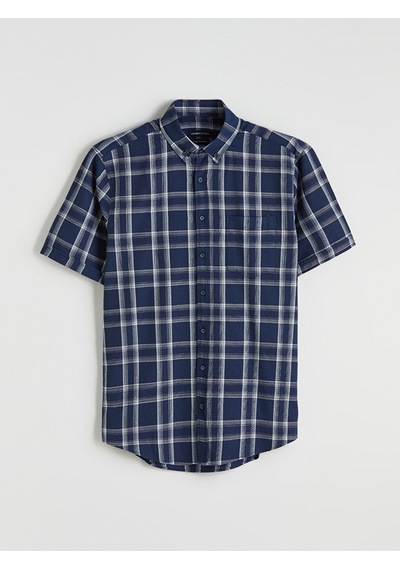 Lcwaıkıkı Classic Lacivert Regular Fit Ekose Armürlü Erkek Gömlek