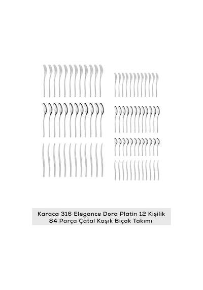 Karaca  316 Premium Dora Platin 12 Kişilik 84 Parça Çatal Kaşık Bıçak Takımı