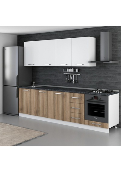 Minar 280 Cm Mutfak Dolabı Beyaz Dore 280-d3