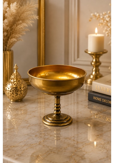 6 Lı Gold Metal Ayaklı Metal Kase Tabak İkramlık Sunum Kasesi Sunumluk 8 9cm