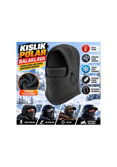 Kışlık Polar Balaklava Kar Maskesi Rüzgar Ve Soğuk Geçirmeye Karşı Korumalı Yüz Ve Boyun