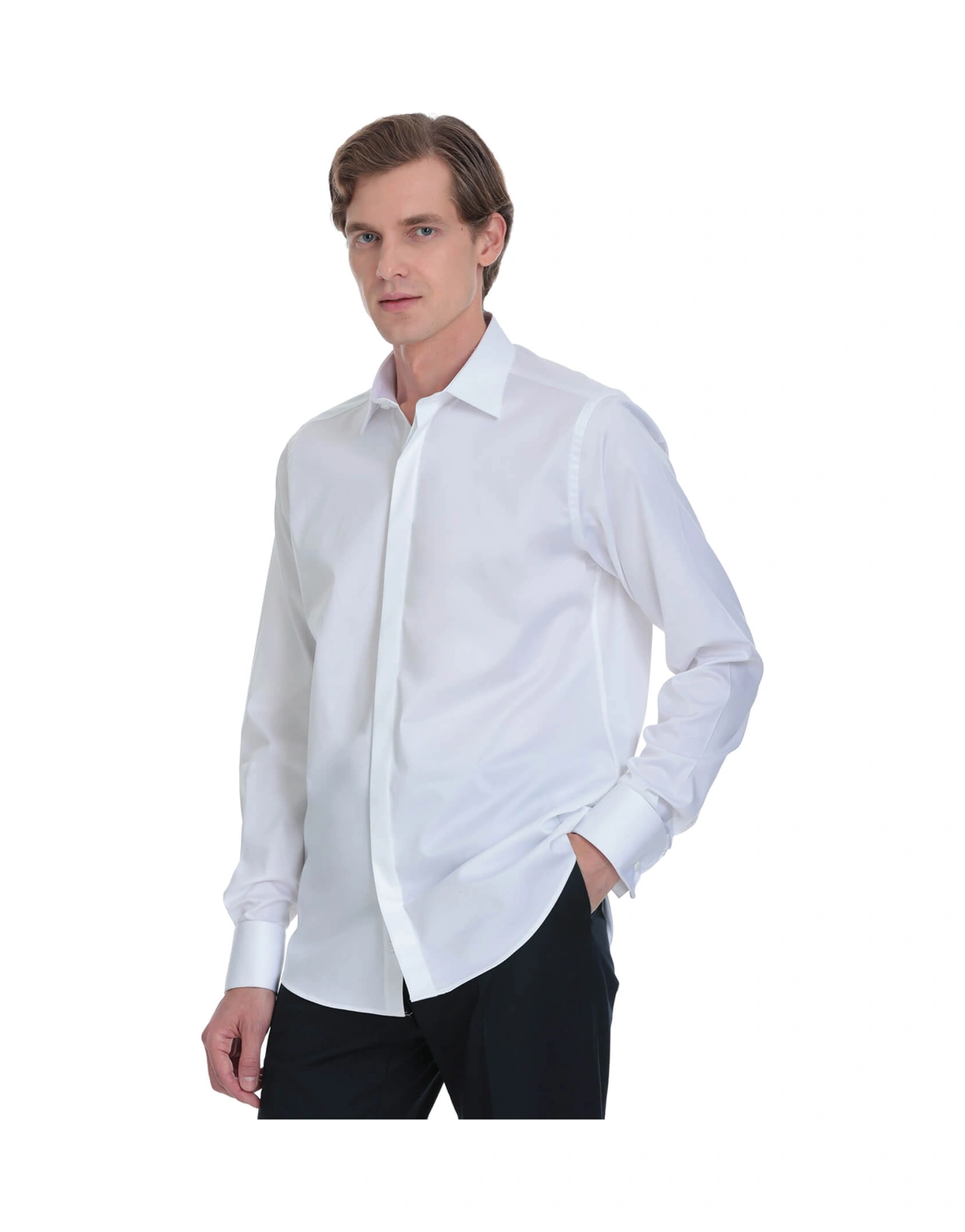 Hatemoğlu Beyaz Comfort Fit Ata Yaka Pamuklu Damatlık Gömlek 4111993 Hatemoğlu Beyaz Comfort Fit Ata Yaka Pamuklu Damatlık Gömlek 4111993