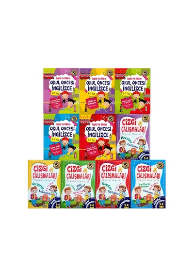 Okul Öncesi Ingilizce ve Çizgi Çalışmaları Eğitim Seti 10 Kitap