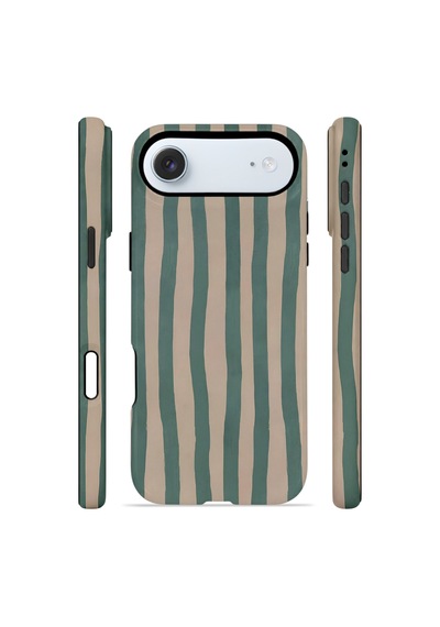 Apple iPhone Uyumlu 17 Air Vorian Çift Katmanlı Magsafe Kılıf Sage Riviera Stripe
