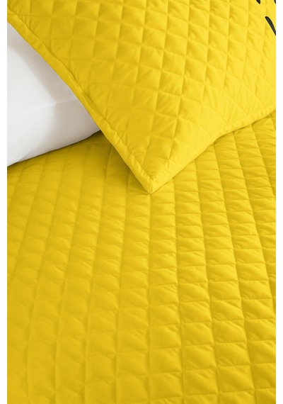 Sarı Zürafa Minimal Genç Odası Tek Kişilik Pike Takımı - Siyah 160x220 Cm Kapitone Yatak Örtüsü Ilık Ufuk Kabuğu