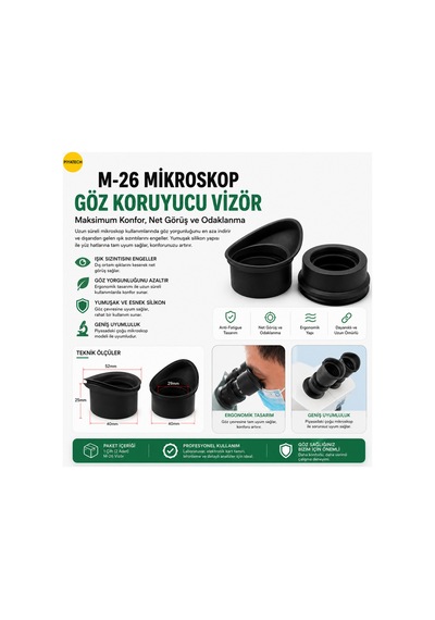 M-26 Uyumlu Mikroskop Gözlük Lastiği Ergonomik Silikon Göz Koruyucu Vizör Çifti