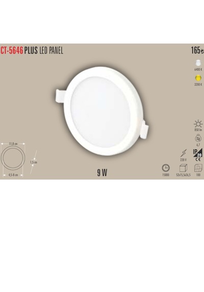 Ct-5646plus Led Panel Ayarlanabilir Spot 5adet - 9 W Beyaz