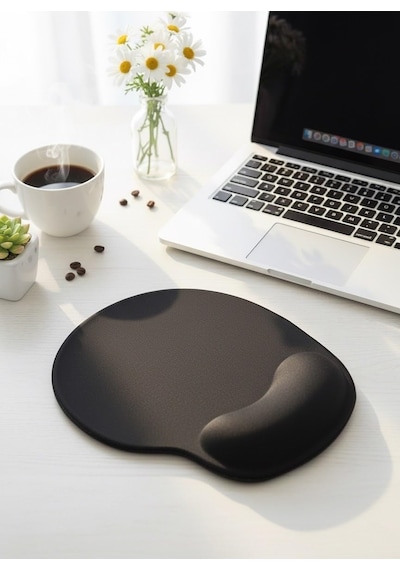 Lexroo Tıger Track Siyah Bilek Destekli Ergonomik - Kaymaz Taban Mouse Pad