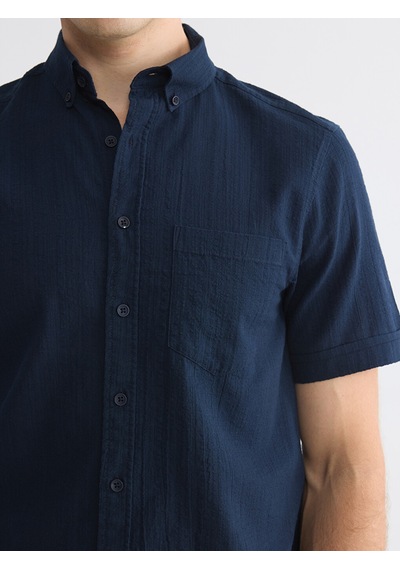 Lcwaıkıkı Classic Lacivert Regular Fit Armürlü Erkek Gömlek