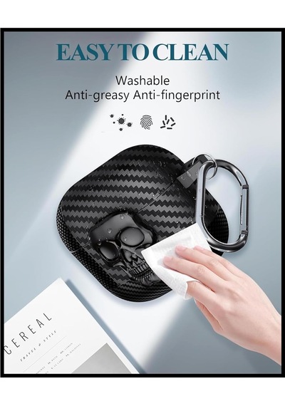 Airpods 4. Nesil Ve Airpods 5. Nesil Uyumlu Karbon Fiber Hybrid Polymer Technology 3d Kuru Kafa Tasarımlı Güvenlik Kilitli Premium Kulaklık Kılıfı Kuru Kafa