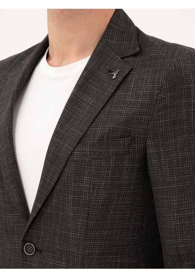 Cacharel Siyah Slim Fit Keten Karışımlı Ceket