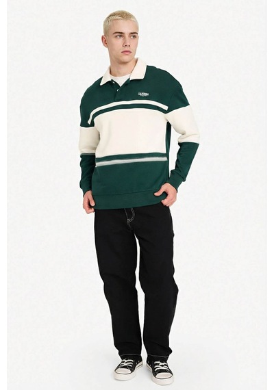 Defacto Boxy Fit Polo Yaka Sweatshirt F8657ax26spgn465 Yeşil-gn465
