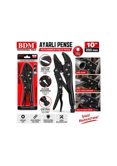 Siyah 10 Inc 250 Mm Komple Metal Kilitli - Ayarlı Pense 5580 Diğer