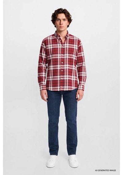 Lee %100 Pamuk Regular Fit Ekose Desenli Erkek Gömlek L2620153600 Kırmızı