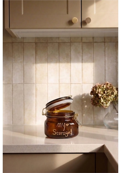 750 Ml Amber Cam Kavanoz Kilitli Kapaklı Contalı Saklama Kavanozu Paslanmaz Çelik Mandallı Kapak Kalın Cam Hava Geçirmez Erzak Baharat Kahve Kuruyemiş Saklama Kabı Kahverengi Kahverengi