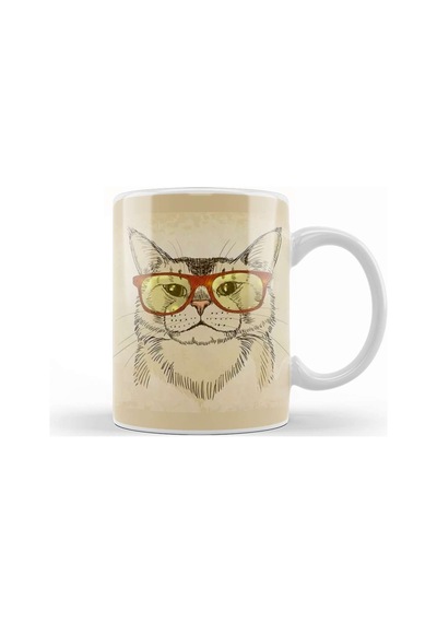 Gözlüklü Kedi Cats Kupa Bardak Porselen Karışık