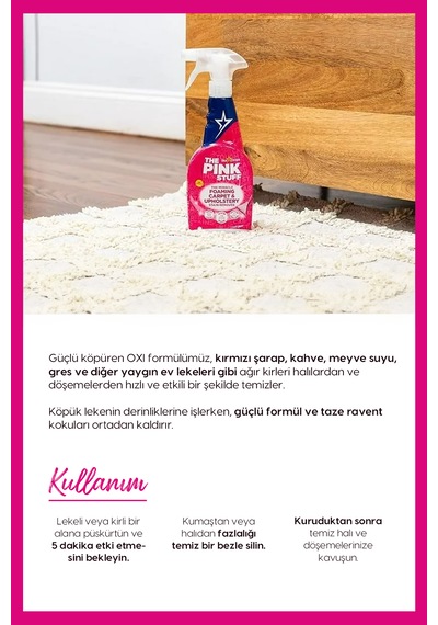 Mucizevi Köpüklü Halı Koltuk & Döşeme Leke Çıkarıcı Vegan 500 Ml Vegan Formül