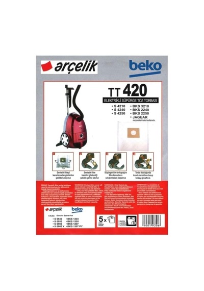 Arçelik Trb 6986 B Toz Torbası 15'li Paket Tek Renk