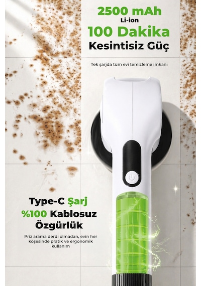Ef-17 Şarjlı Temizlik Fırçası 3 Kademeli, 7 Başlıklı Fonksiyonel Temizlik Seti