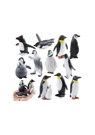12 Li Penguen Hayvanları Mini Figür Oyuncak Et Malzeme