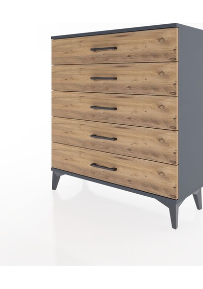 Arges Şifonyer 5 Çekmeceli 88x30x96 Antrasit-çam Antrasit