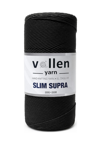 Slim Supra 200 Gr Mumlu Polyester İp Çanta İpi, Runner İpi, Bileklik İpi, Pase İpi Siyah