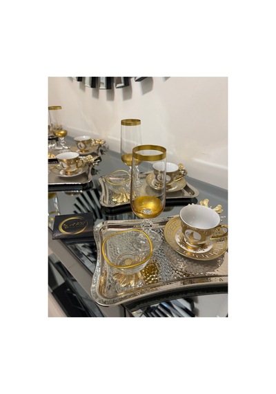 Lav Metal Gold Ayaklı Yaldızlı Lokumluk, Reçellik, Sosluk, Şekerlik, Tasarım Kase, Dekoratif Tabak,