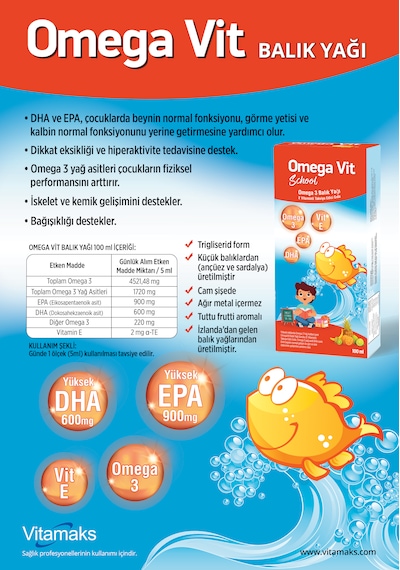 Omega Vit School Omega 3 Balık Yağı 100 ML