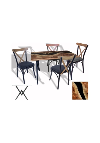 Anemon - Tonet Masa Takımı Werzalit, Allzalit, Vermodin Tabla 80x140 - Epoxy - Deri Siyah Çok Renkli Anemon - Tonet Masa Takımı Werzalit, Allzalit, Vermodin Tabla 80x140 - Epoxy - Deri Siyah Çok Renkli