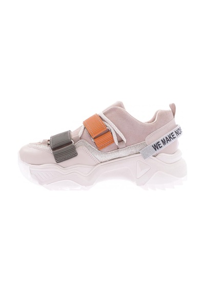 Dgn 65140-22y Kadın Mega Kalın Taban Simli Cırtlı Sneakers Ayakkabı 65140-2027-R8063 Bej