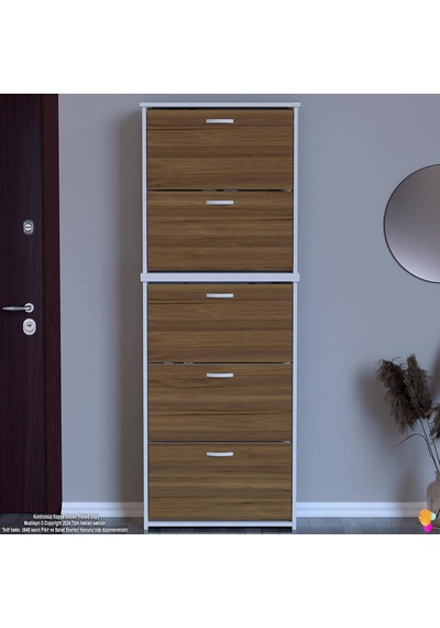 Modilayn Verve Antre 72x194x26 Cm Lik 3 Düşer Kapak 10 Göz Bölmeli Ayakkabılık Beyaz - Ceviz Modilayn Verve Antre 72x194x26 Cm Lik 3 Düşer Kapak 10 Göz Bölmeli Ayakkabılık Beyaz - Ceviz