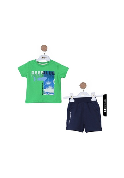 Çikoby Xo Kids Erkek Çocuk Şort Takım 6-24 Ay 30097 Yeşil - Lacivert