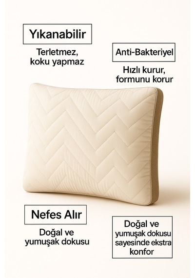 Klimalı Konfor Yastığı Terletmeyen, Gece Boyu Dengeli Uyku Destekli Bej