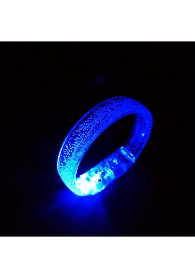Mavi Led Işıklı Baskı Yapılabilen Pilli Bileklik Bilezik 1,5 Cm Genişlik +0