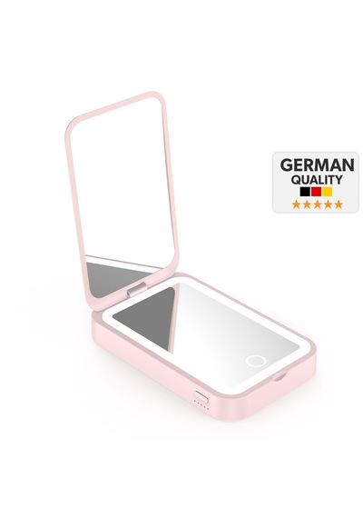 Woyax Ledli Makyaj Aynalı Powerbank 3000mah Taşınabilir Şarj Cihazı Apple Uyumlu iPhone Samsung Xiaomi Pembe