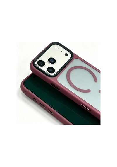 Apple iPhone Uyumlu  Uyumlu 18 Pro Max Kılıf Mat Arka Yüzey Wireless Şarj Özellikli Zore Flet M-safe Kapak Mürdüm