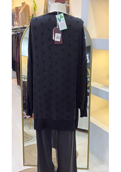 Nuss 3043 İpek Kupra Vegan Tunik Siyah