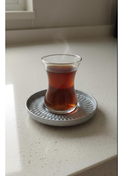 12 Parça Çay Bardağı Ve Çay Tabağı- Çay Takımı Seti Gri Renk Çay Tabağı Açık Gri