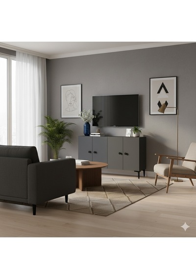 Ka1205a Pella120 Konsol, Kahve Köşesi Ve Tv Sehpası Antrasit 120cm Antrasit