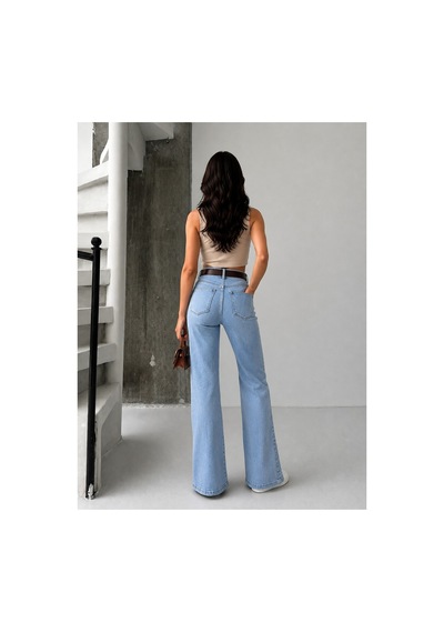 Kene Jeans Buz Kar Ön Bacak Çımalı Kemerli İspananyol/flare Paça Buz Kar