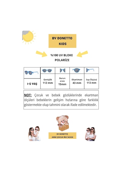 Yeni-unisex 1-5 Yaş Polarize Mavi Çocuk Güneş Gözlüğü Mavi