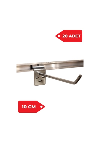10 Cm - 20 Adet Kanallı Pano Kancası Raf Askısı Galvaniz