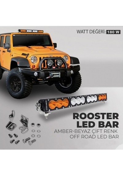 Rooster 180w 80 Cm Tek Sıra Beyaz Kenarı Turuncu Off Road
