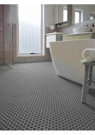 Beylini Petek Pvc Paspas Islak Zeminde Kaydırmaz İç Dış Mekan Banyo Duş Lavabo Havuz Kenar Halısı Bal Desen Gri