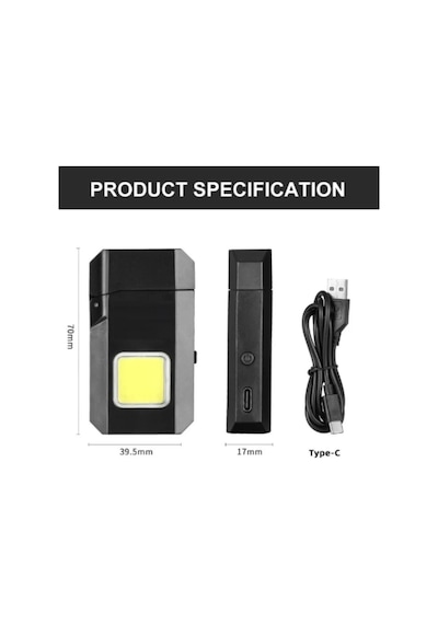 Gazsız Rezistanslı Elektrikli Usb Şarjlı Çakmak Mini Cob El Fenerli 2 In 1 Mini Projektörlü Çakmak